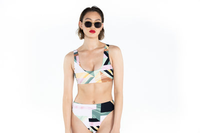 SWMR The Dunk Hi Bottom bikini bottom in tile print with The Dunk Top