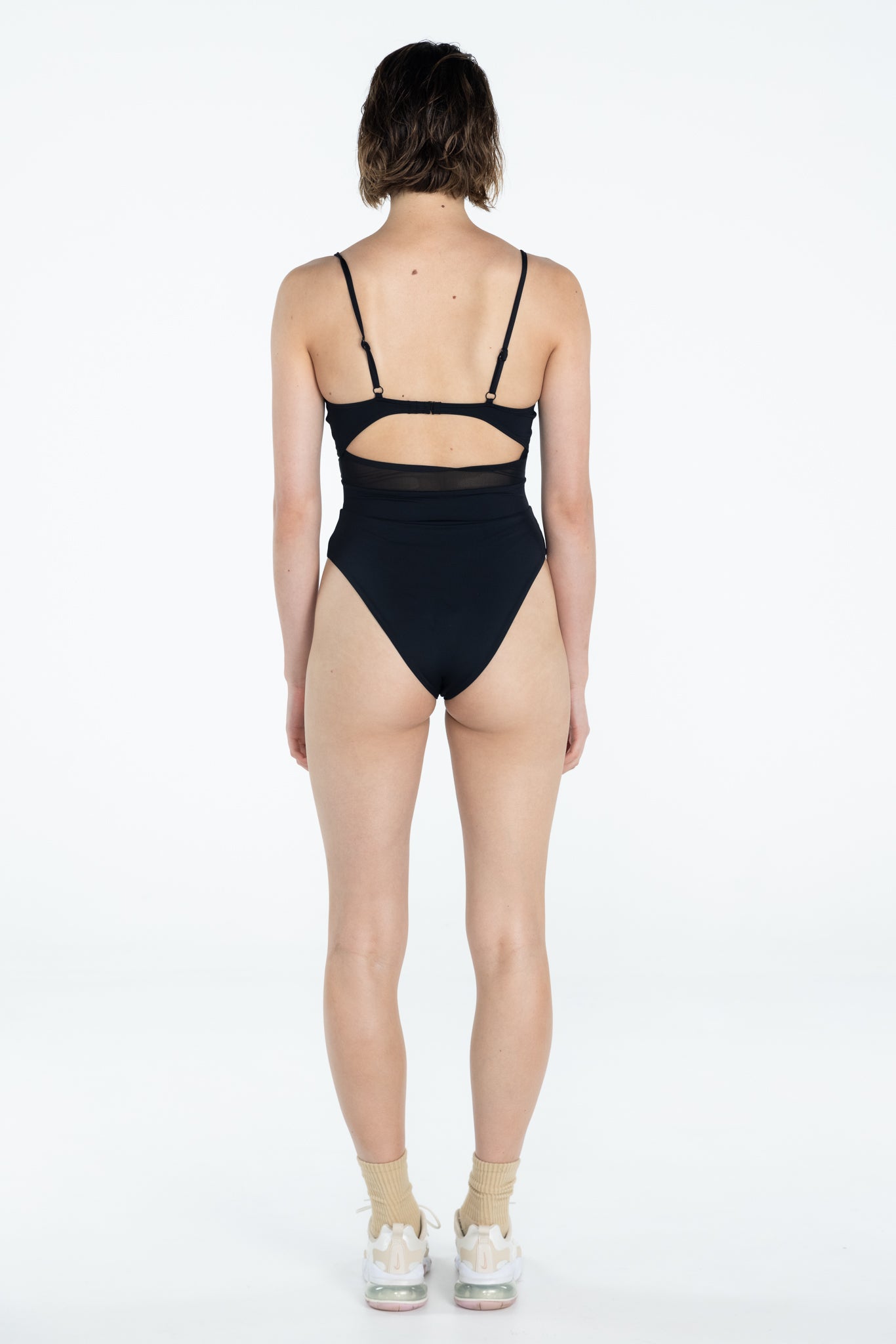 SWMR The Dip one piece swimsuit in black back view