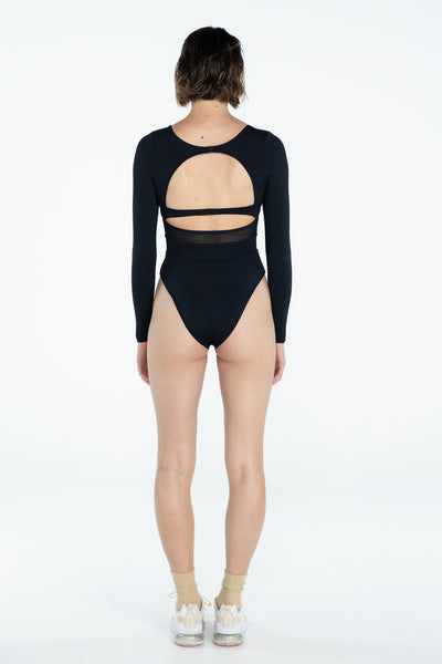SWMR The Dip paddle suit long sleeved swimsuit in black back view