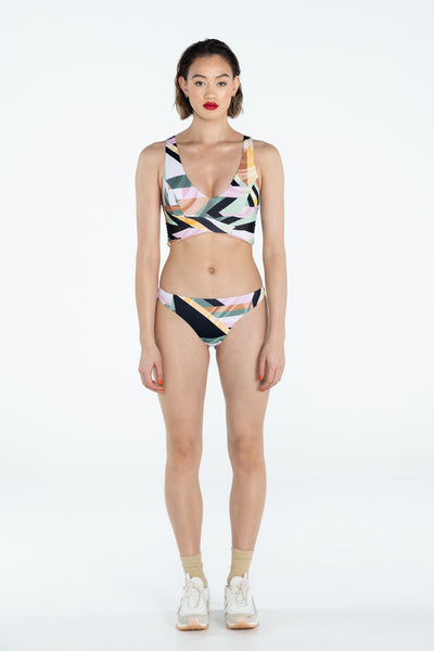 SWMR The Dip Top bikini top in tile print front view