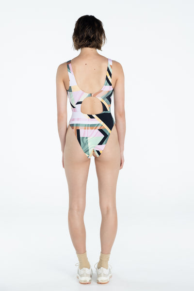SWMR The Dunk One Piece swimsuit in tile print back view